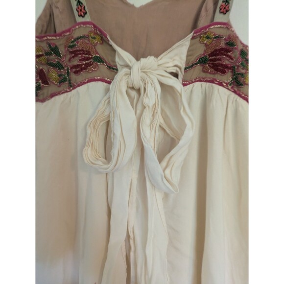 Anthropologie Zehavale Norrbotten Dress Copper Red Pink Embroidery Beaded Size 6 - Picture 7 of 11